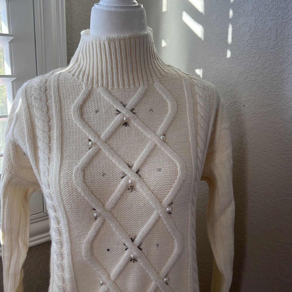Donna Karan Faux Pearl Embellished Sweater - Picture 3 of 8